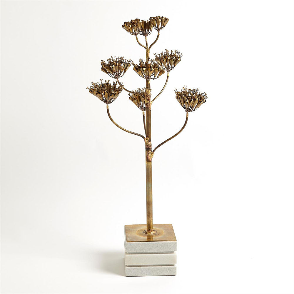 Blooming Century Plant Sculpture-Brass-Sm