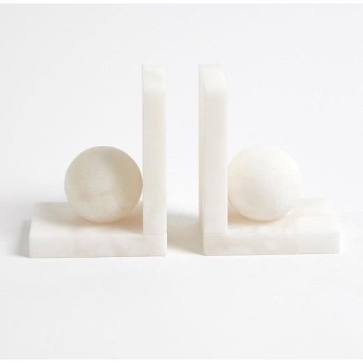 Alabaster Ball Bookends-Pair