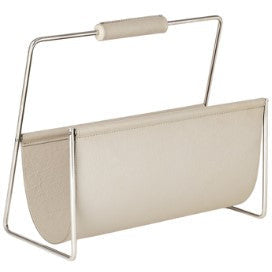 Vivien Literature Holder-Nickel w/Grey Leather