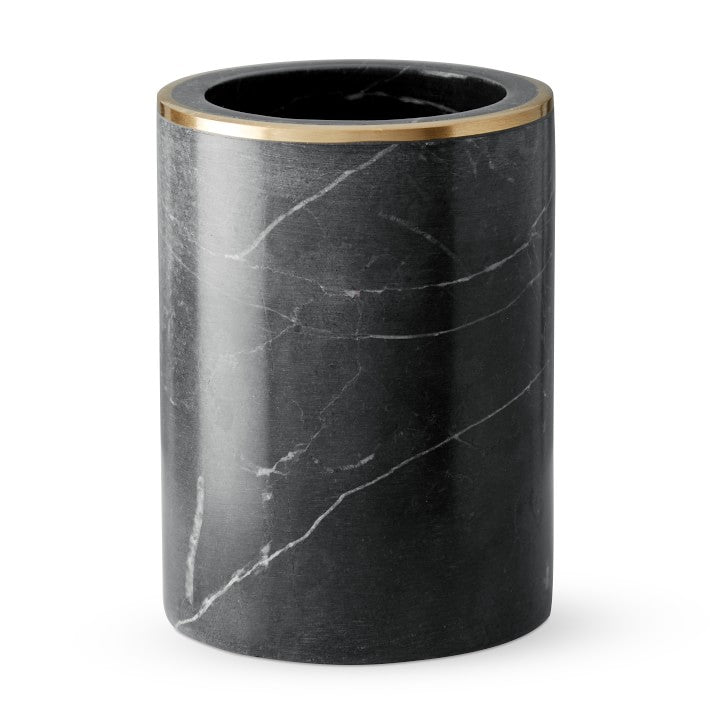 Black Marble and Brass Toothbrush Holder